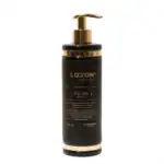 Um frasco pump preto e dourado de 500 ml com o rótulo "15 em 1 Lizzon", com informações sobre o produto em português na frente.