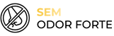 Um ícone delineado em preto de um nariz com uma linha cruzando-o, ao lado das palavras SEM ODOR FORTE em texto preto e amarelo, indicando nenhum odor forte em português.