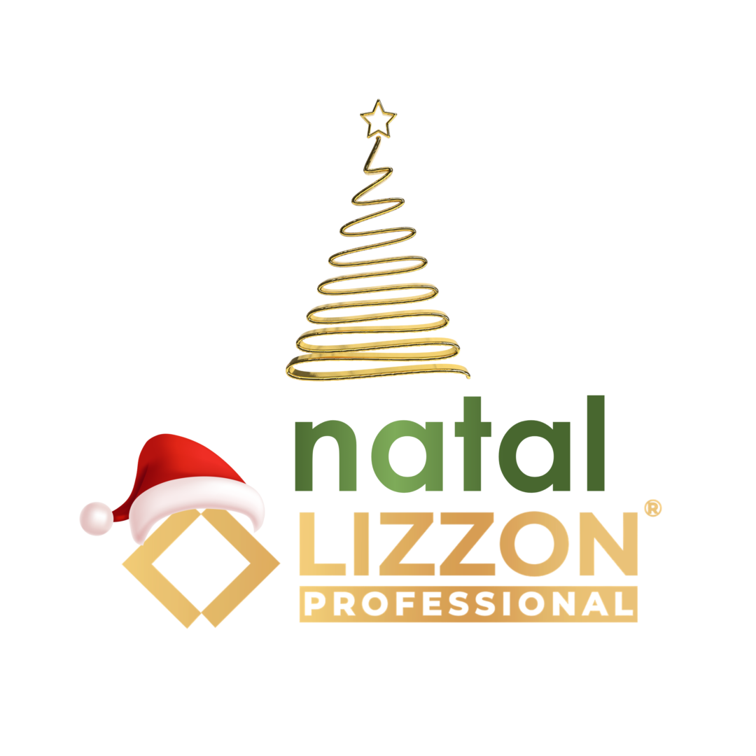 natal-lizzon-n Uma árvore de Natal dourada estilizada com uma estrela no topo está acima do texto