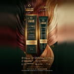 Uma imagem promocional da Colorizze em dobro: coloração creme permanente mostra duas caixas e tubos dourados contra cabelos multicoloridos, com recursos e informações do site exibidos abaixo.