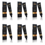 Seis tubos idênticos de Colorizze Coloração Creme Permanente (combo 6 unidades) são exibidos na frente de suas caixas pretas correspondentes em um fundo branco.