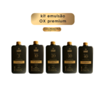 Cinco frascos pretos com tampas douradas, rotulados como 5, 10, 20, 30 e 40, estão lado a lado sob um rótulo que diz 