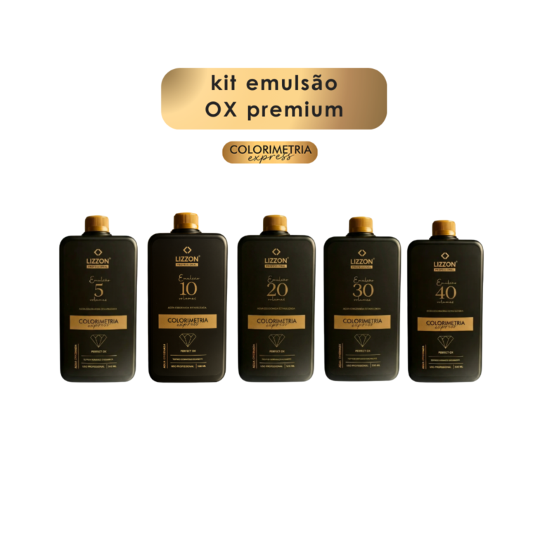 Cinco frascos pretos com tampas douradas, rotulados como 5, 10, 20, 30 e 40, estão lado a lado sob um rótulo que diz 