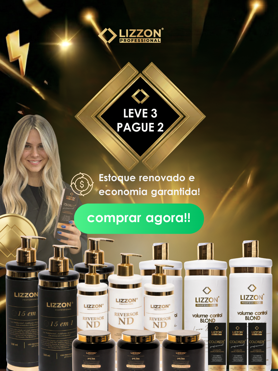 Imagem promocional da Lizzon Professional com uma oferta 