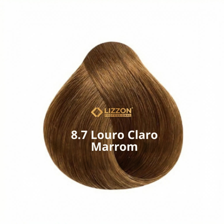 Uma amostra de cor de cabelo marrom claro rotulada como 
