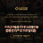 Banner com o Ativador de Cachos: Creme Leave In Blindagem Capilar 300ml, uma mensagem convidando-o a se juntar aos mais de 30.000 profissionais que confiam nos produtos Lizzon, fotos de usuários satisfeitos e um botão dourado com o título