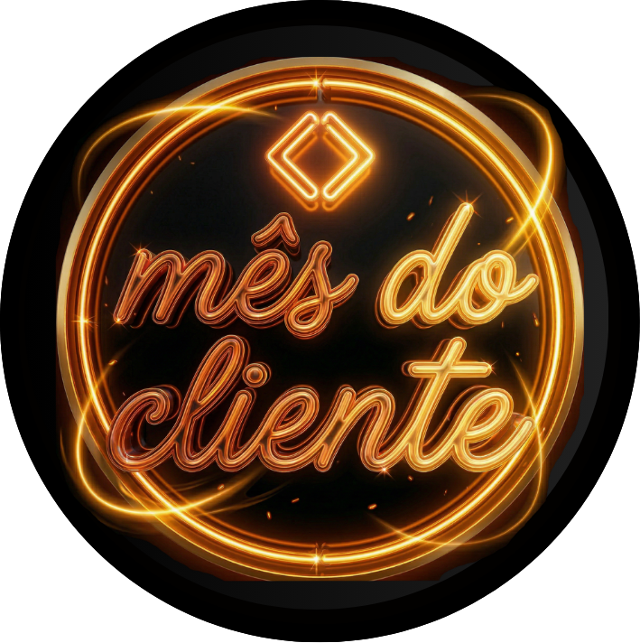Um emblema circular com um design de lizzon em estilo neon exibe a frase em português 