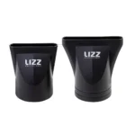 Dois bicos concentradores de plástico preto, de tamanhos diferentes, para o SECADOR PROFISSIONAL FOCUS 2600W 220V - DIGITAL, cada um com a inscrição “LIZZ PROFESSIONAL” impressa em branco na parte frontal, exibidos lado a lado sobre um fundo branco.