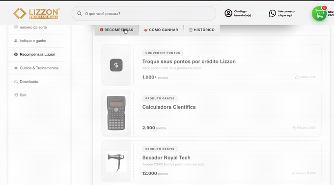 Como resgatar recompensas na Lizzon