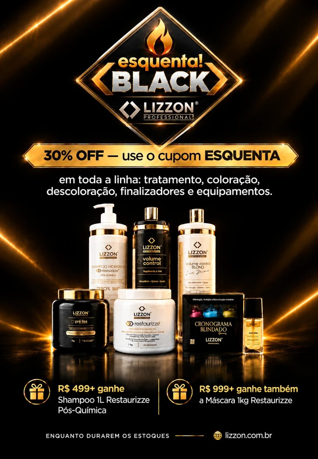 Esquenta Black Lizzon: 30% OFF com o cupom ESQUENTA em toda a linha
