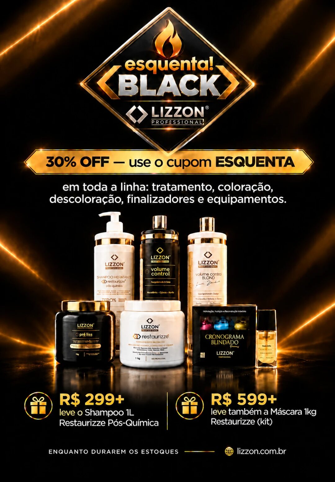 Esquenta Black Lizzon: 30% OFF com o cupom ESQUENTA em toda a linha