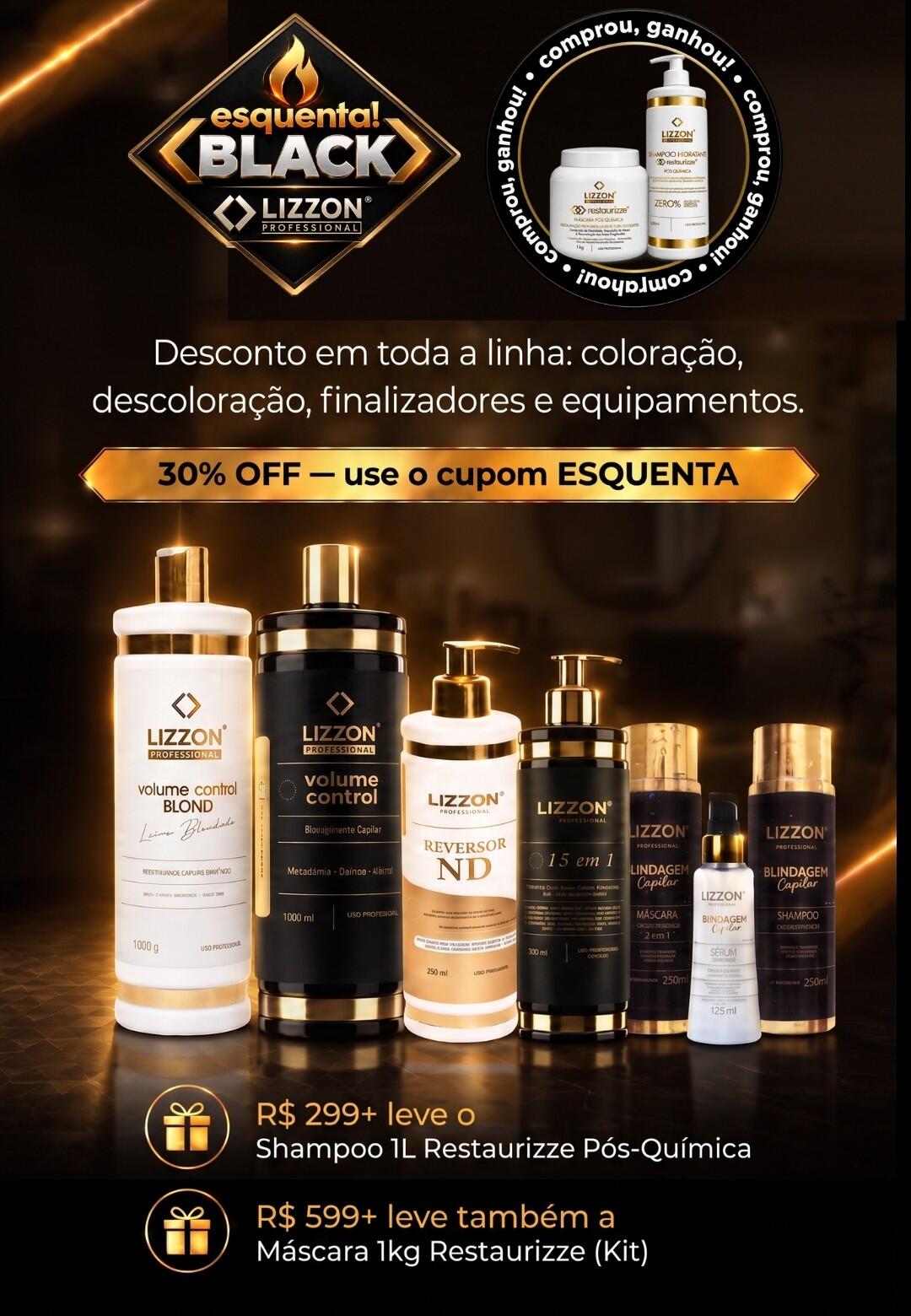 Esquenta Black Lizzon: 30% OFF com o cupom ESQUENTA em toda a linha