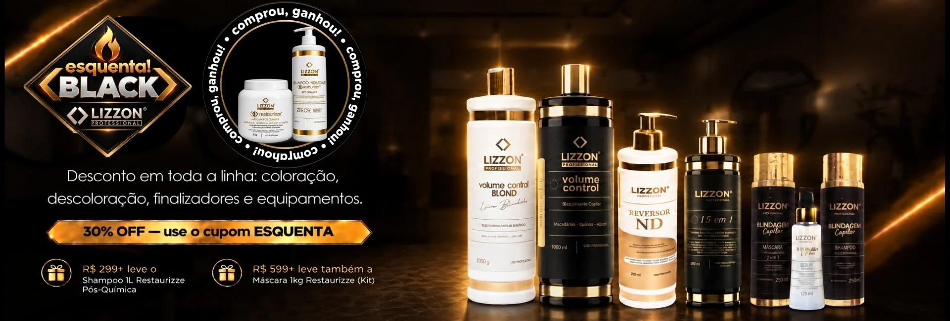 Esquenta Black Lizzon: 30% OFF com o cupom ESQUENTA em toda a linha
